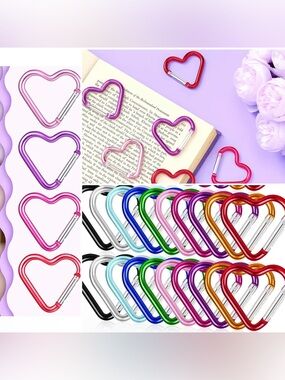 2 for $5 Heart-Shaped Carabiner Clip Keychain - Assorted Colors